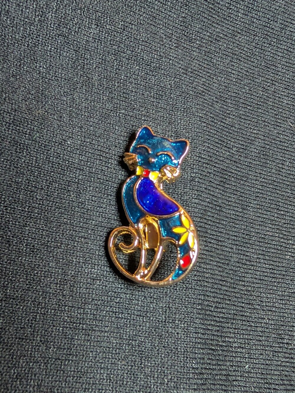 Cat Enamel Pin - Blue Multi-Color Decorative Brooch